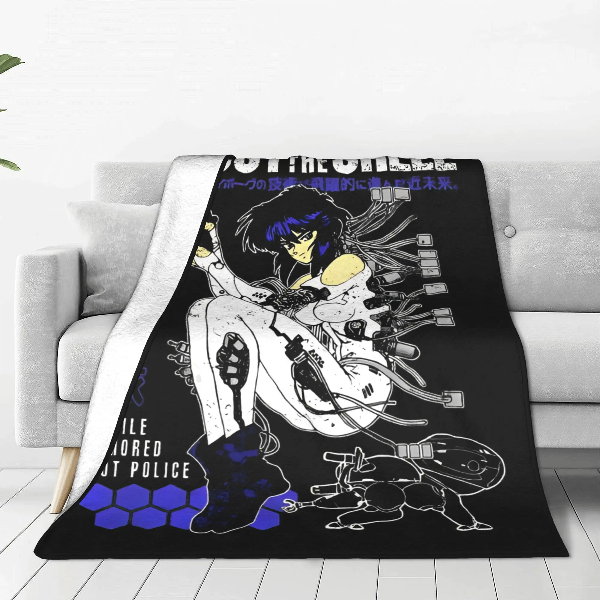 Super Soft Motoko Kusanagi Ghost in the Shell Throw Blanket Premium Fleece Flannel Lightweight Anime The Major Bed Blanket Cozy