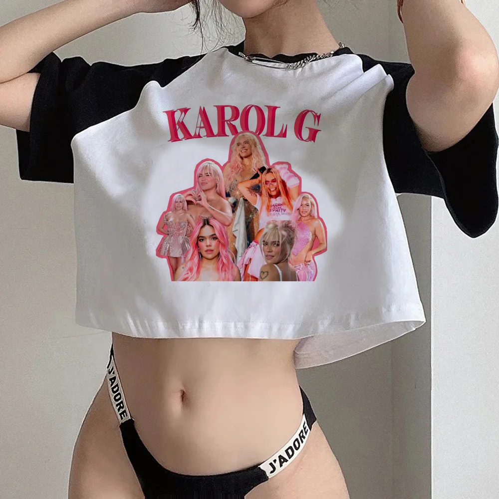 Karol g vintage cyber y2k gothic  crop top Female aesthetic graphic  kawai korean fashion t-shirts