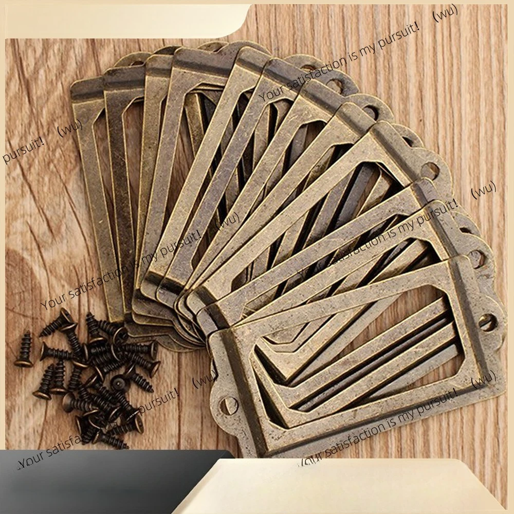 12개 앤티크 황동 금속 라벨 풀 프레임 핸들 파일 명 - Furniture Hardware Business 리뷰 및 가격