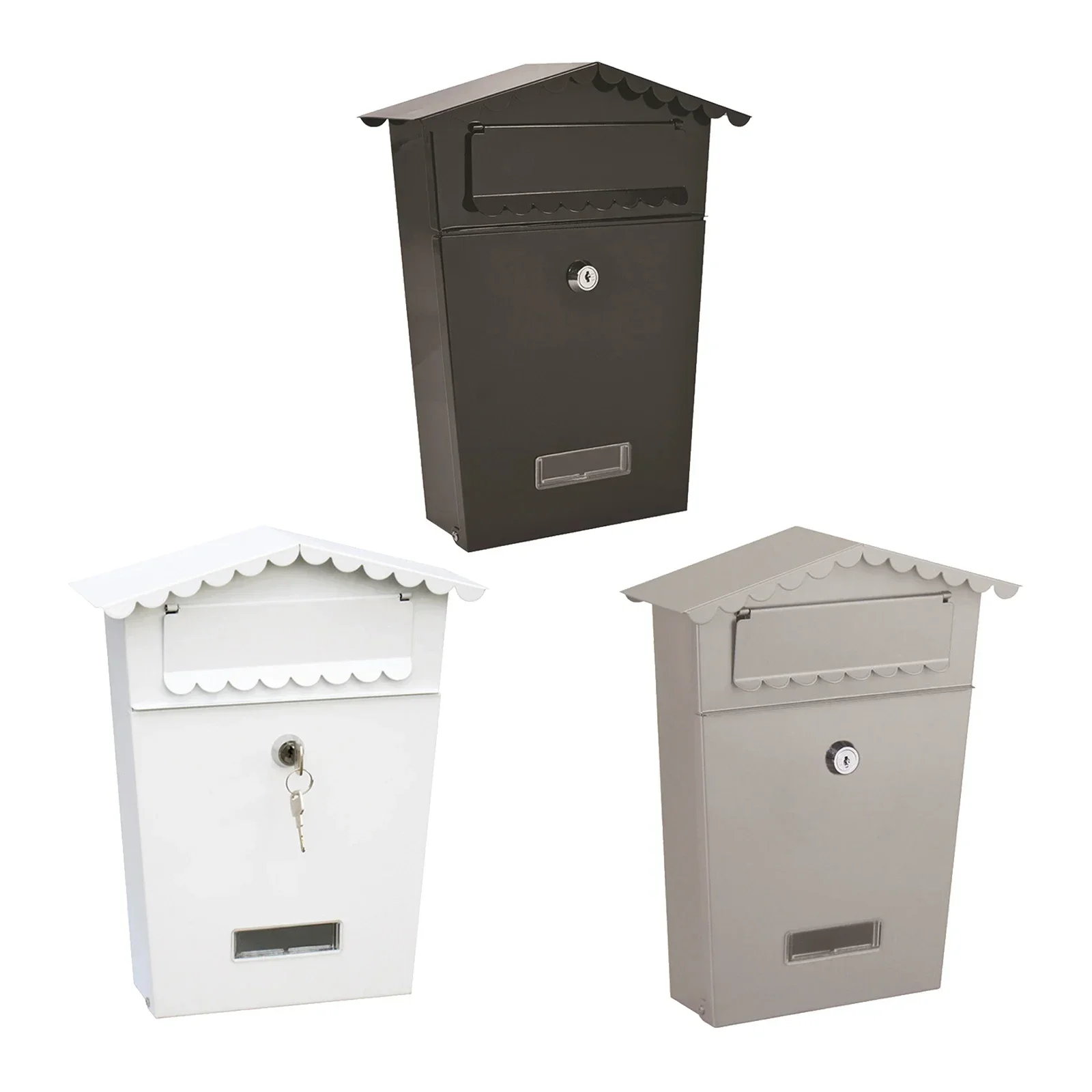 Metal Key Lock Mail Boxes Outdoor Locking Wall Mount Mailbox Security Key Drop Box Collection Boxes 25x8x30cm