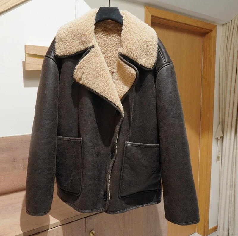 Original Winter Jacket Women's Black Faux Leather Jacket Warm Streetwear Outwear Elegant Warmth Coat Ladies Jackets Coat Tops