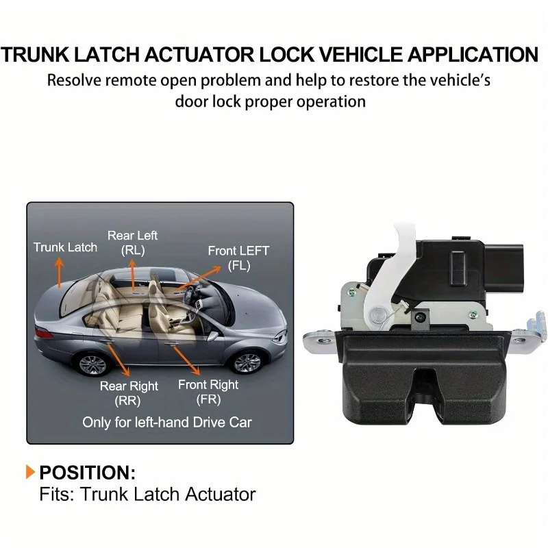 الباب الخلفي مزلاج الجمعية غطاء صندوق السيارة المحرك 81230-C5000 متوافق مع كيا 2016-2020 سورينتو استبدال قفل بمزلاج الباب الخلفي #4