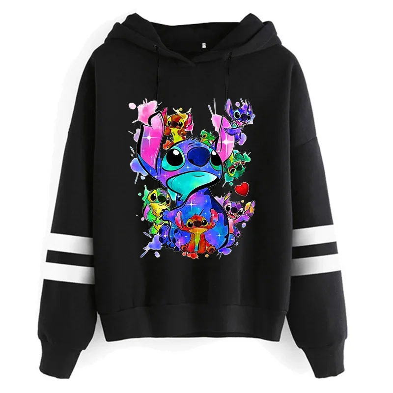 Y2k Cartoon Disney Lilo and Stitch Funny Hoodies Women Harajuku Cute Stitch Anime Sweatshirt Manga Streetwear Hoody Female Kids