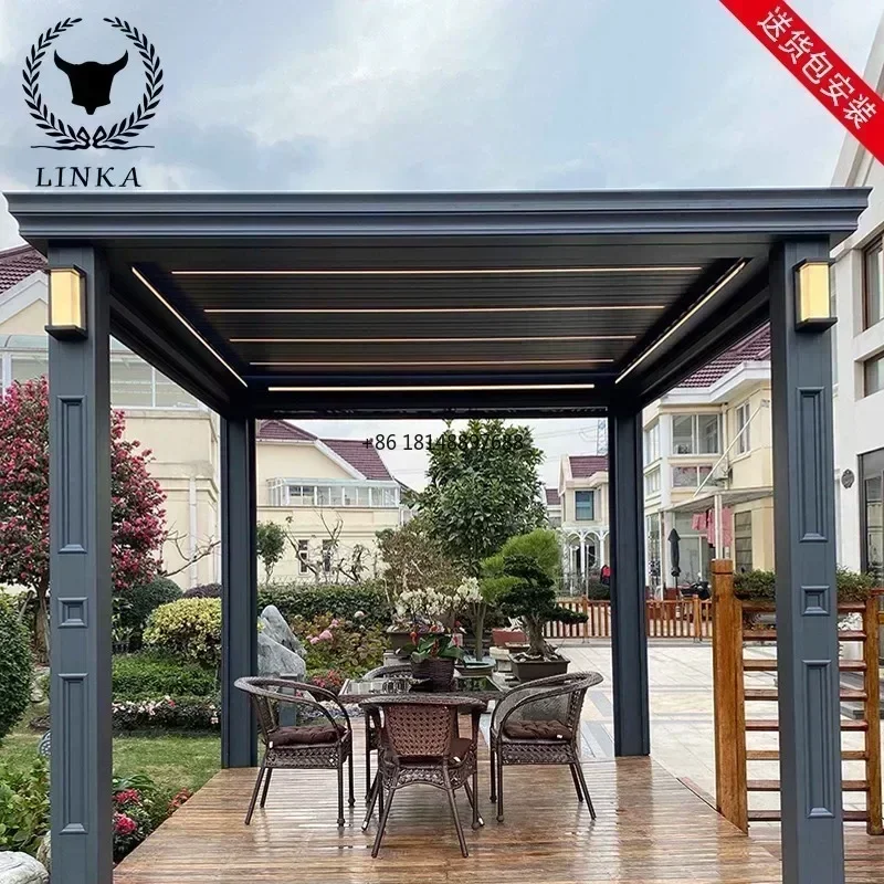 New Design Waterproof Aluminium Alloy  Retractable Roof Pergola Outdoor Used Garden Aluminum Frame with Powder Coated