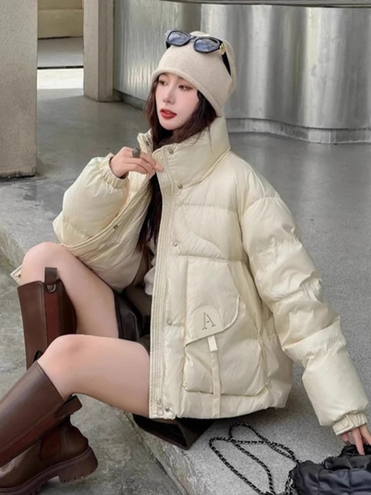 Weibliche Unten Jacke Winter Kurze Dicke Warme Lange Ärmeln Parkas Frauen Mode Lässig 90% Weiße Ente Puffer Mantel Damen Outwear