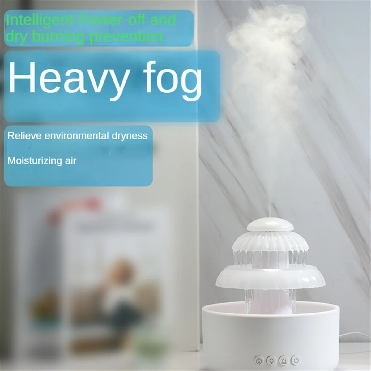 Rain Cloud Cool Mist Humidifier with Color LED Night Light for Bedroom, Office for Drying Prevention Sleep Improvement