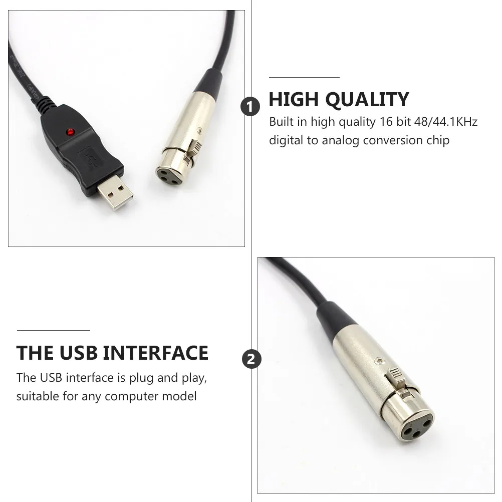 3M USB to Xlr Cable Professional Microphone Converter Plug Play Audio Cable for Recording Singing Studio Audio Accessory