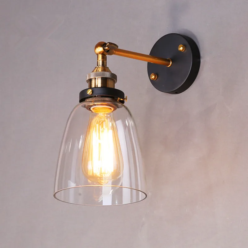 Bedroom Wall Lamp Indoor Glass Wall Lighting Hallway Wall Light Kitchen Bar Wall Sconce Free Bulbs E27 Screw Holders