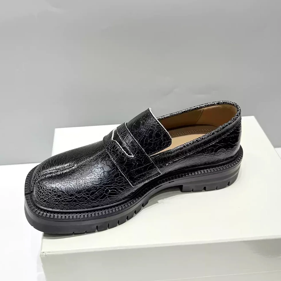 

New Retro Real Leather Split Leather Shoes Elegant Casual Women Autumn Stylish Increased Height Lady Tabi Shoes Female Footwear