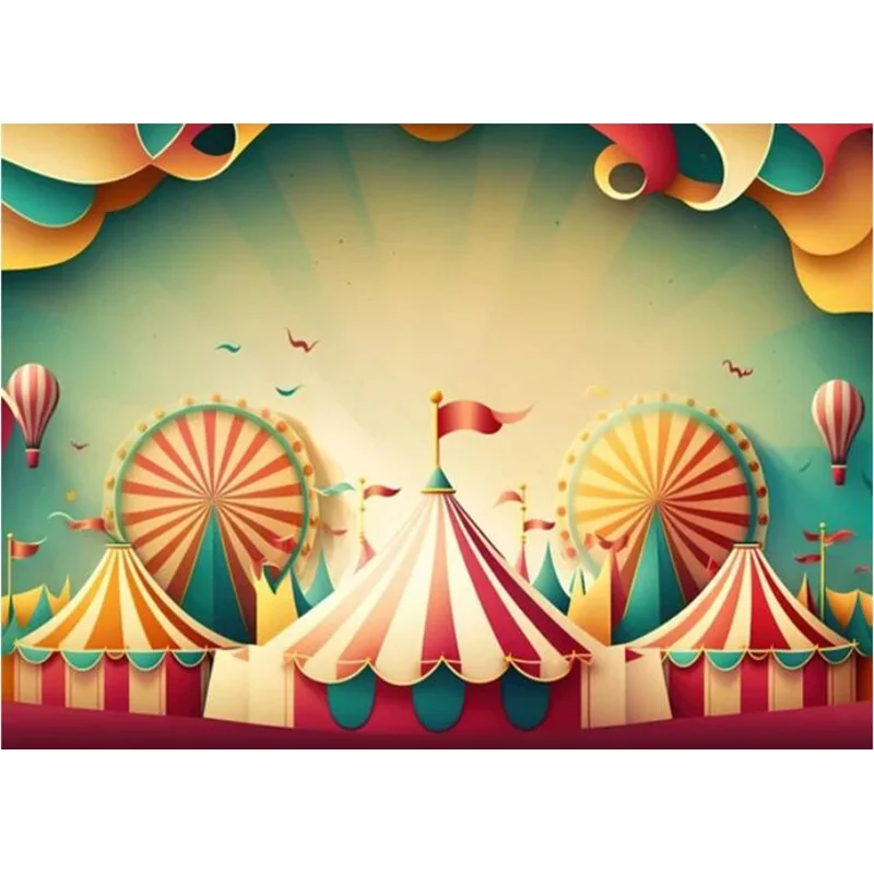 Circus Animal Trainer And Acrobat,Carnival Show Photography Backdrops Stage Clown Acrobatics Background Photo Booth Prop MG-02