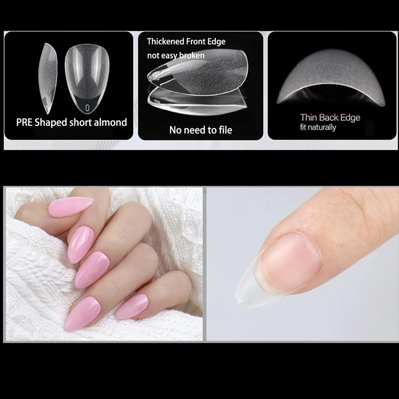 240Pcs/Box Half Matte XXS Almond Nail Tips Full Cover Soft Gel False Artificial Nails Extension Perfect for Extra Short Nail Bed image 2