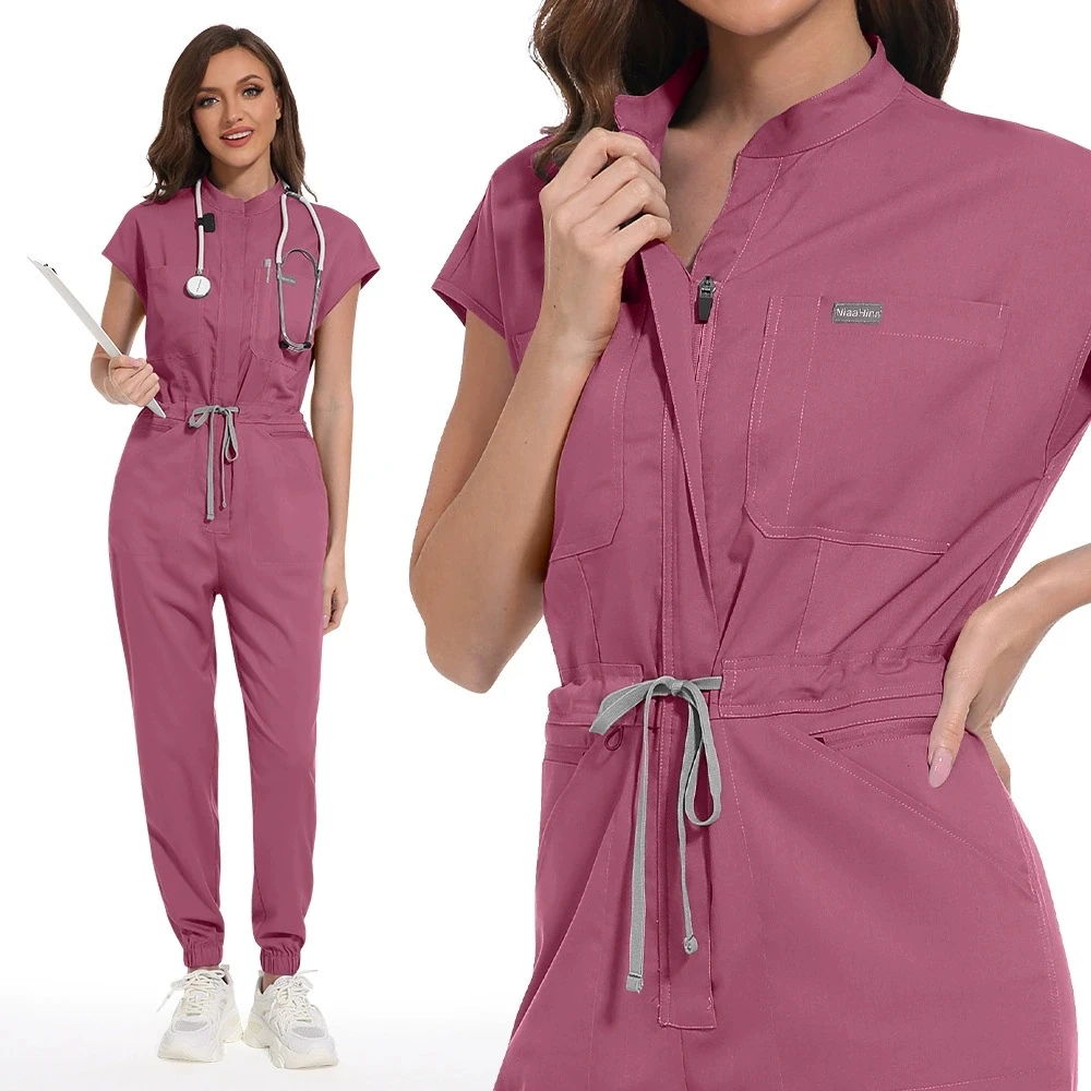 Vendita all'ingrosso Abbigliamento medico Scrub Uniforme Donna Manica corta Scrub Tuta Abbigliamento medico ospedaliero Uniformi scrub con tasca