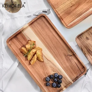 Kemorela Acacia Wooden Coffee Tray, 1 piece, Decorative Wood Tray for Dessert, Sweets, Bamboo, Gongfu Tea Tray 6 Main Sales Tray Bamboo - №3