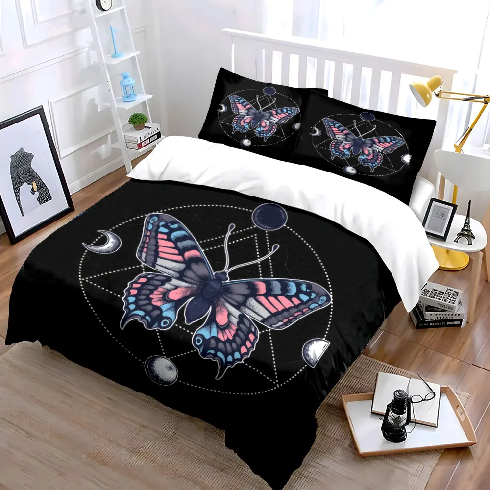 Butterfly Trio Art Decor Set Soft Skin-Friendly Bedding Set Includes 1 Duvet Cover And 2 Pillowcase, Gift