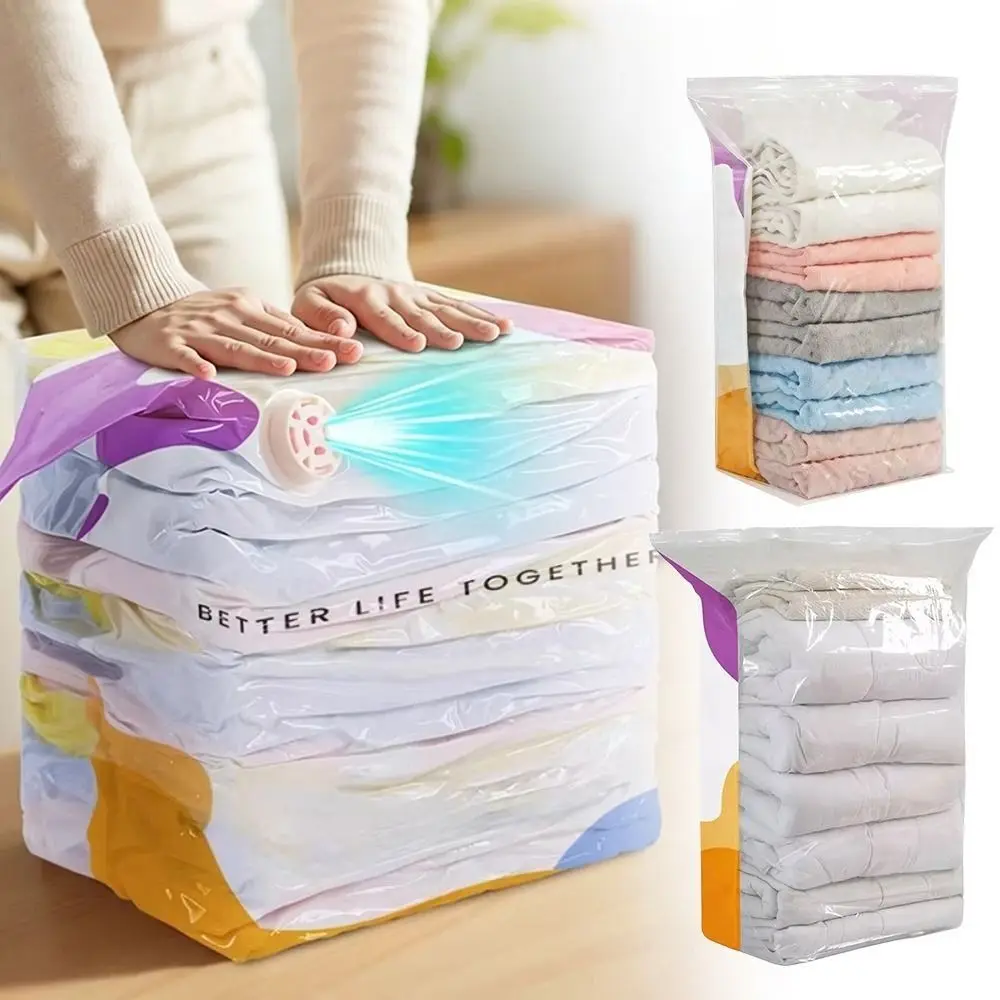 No Pump Vacuum Storage Bags Large Capacity Dust-proof Clothing Seal Bag Press & Seal Space Saving Clothes Blankets Organizer