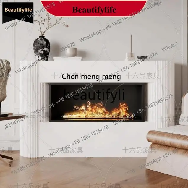 D178 Silent Wind Fireplace Cabinet American Style Solid Wood Simple Fireplace Stand European Style Modern Entryway Storage Rack