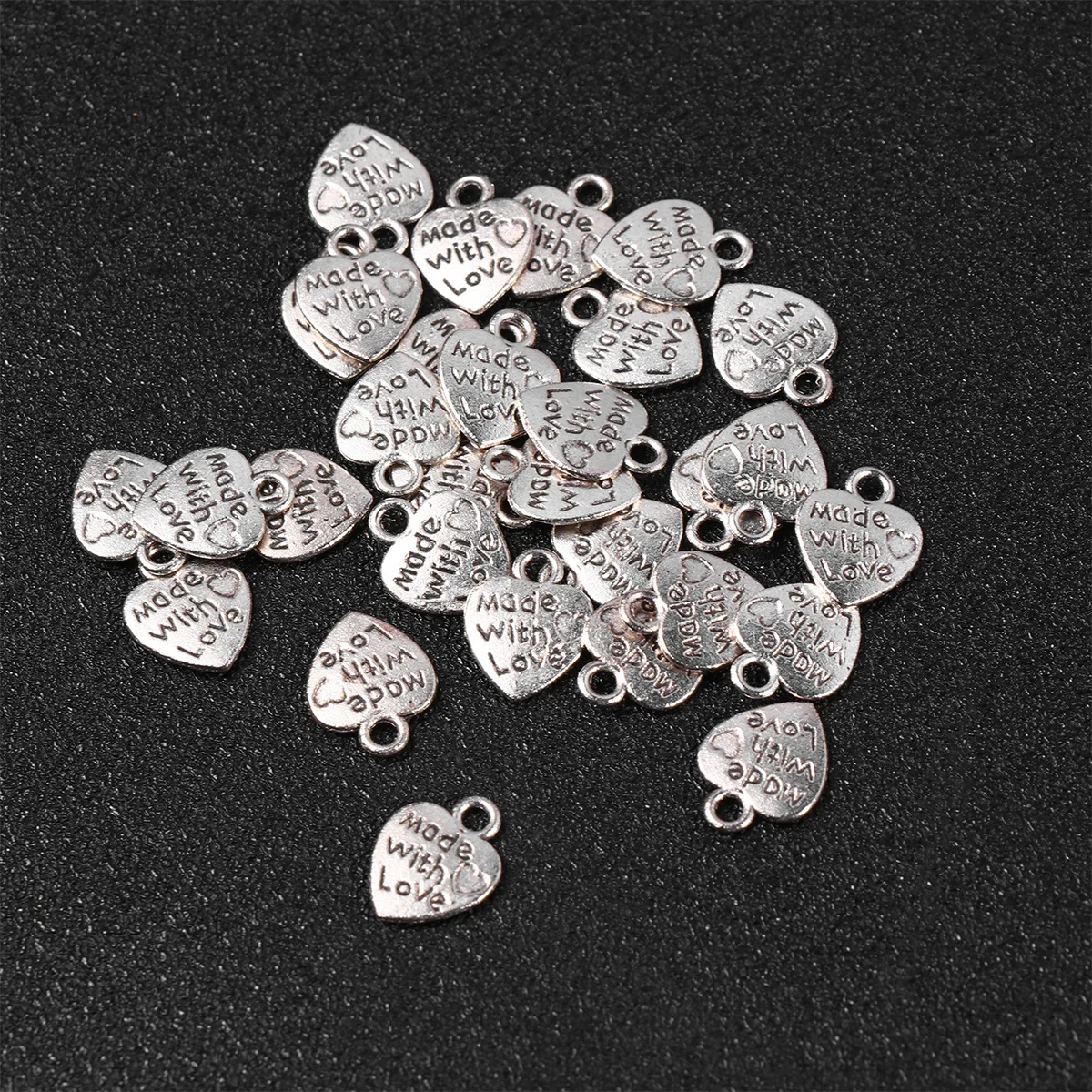 

100 шт. винтажных серебряных подвесок-сердечек, ретро-аксессуары для украшений, для самостоятельного изготовления ожерелий, браслетов, серег, брелоков