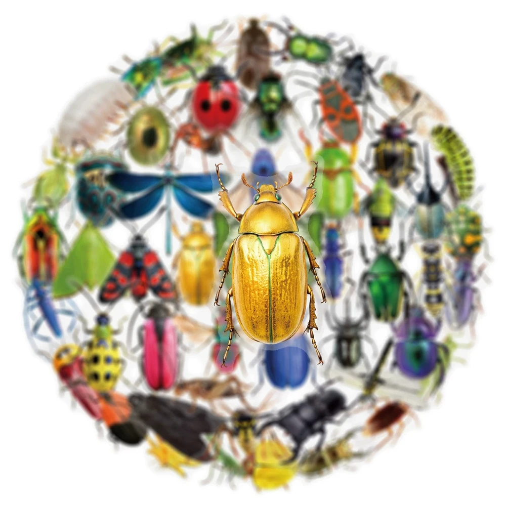 

10/30/50pcs Transparent Cool Insect Beetle Stickers Cartoon Realistic Animal Graffiti Sticker DIY Notebook Laptop Car Decals Toy