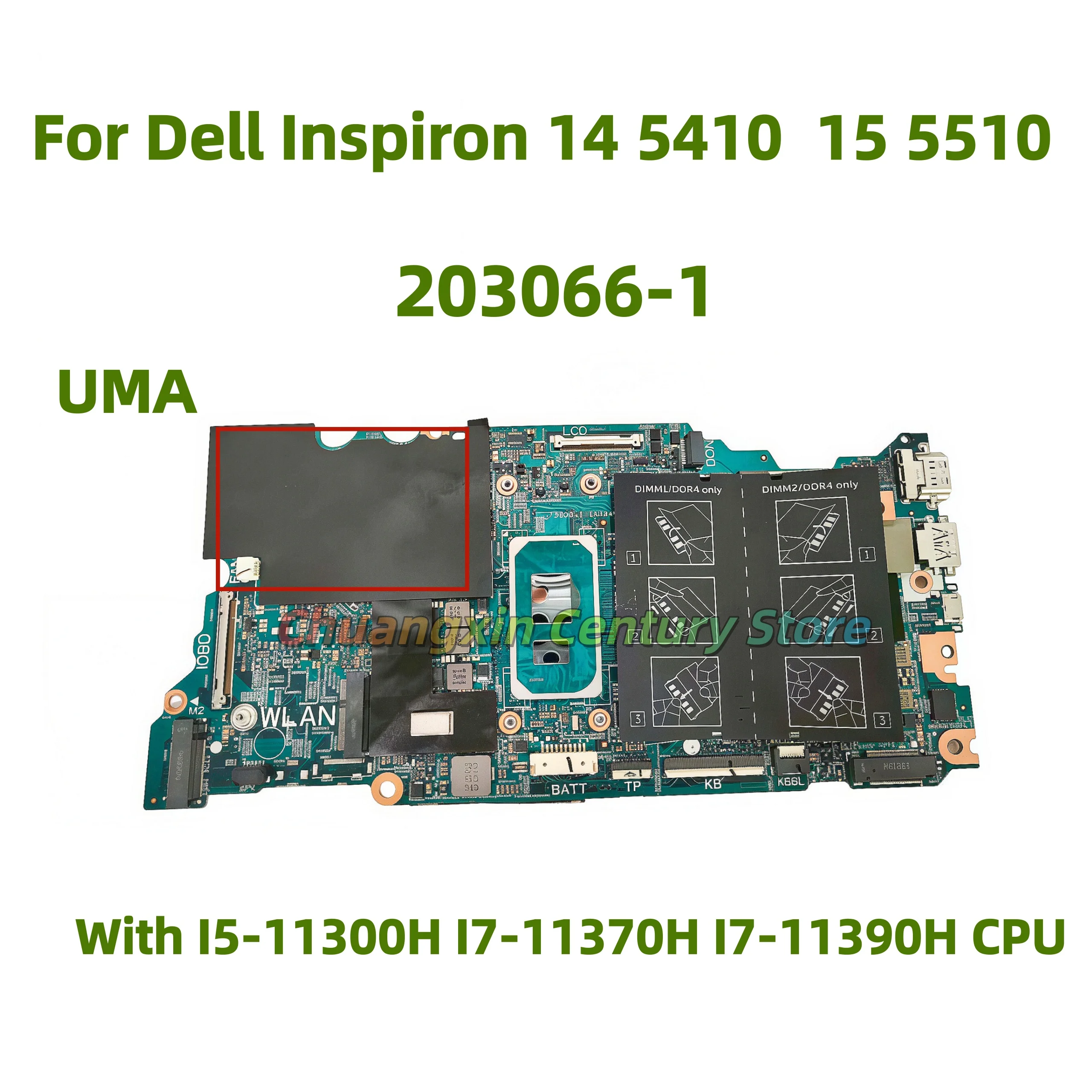 203066-1 Motherboard For Dell Inspiron 14 5410 15 5510 Laptop With I5-11300H I7-11370H I7-11390H CPU UMA 100% Tested OK
