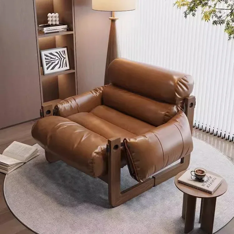

Leisure chair balcony single lazy sofa reclining chair living room reclining and sleeping solid wood sofa