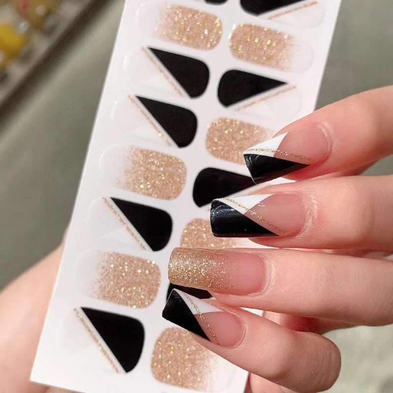 16 punte francese copertura completa involucri per unghie adesivo stampa sulle unghie donne salone adesivi per unghie fai da te decalcomanie nail manicure arte unghie finte