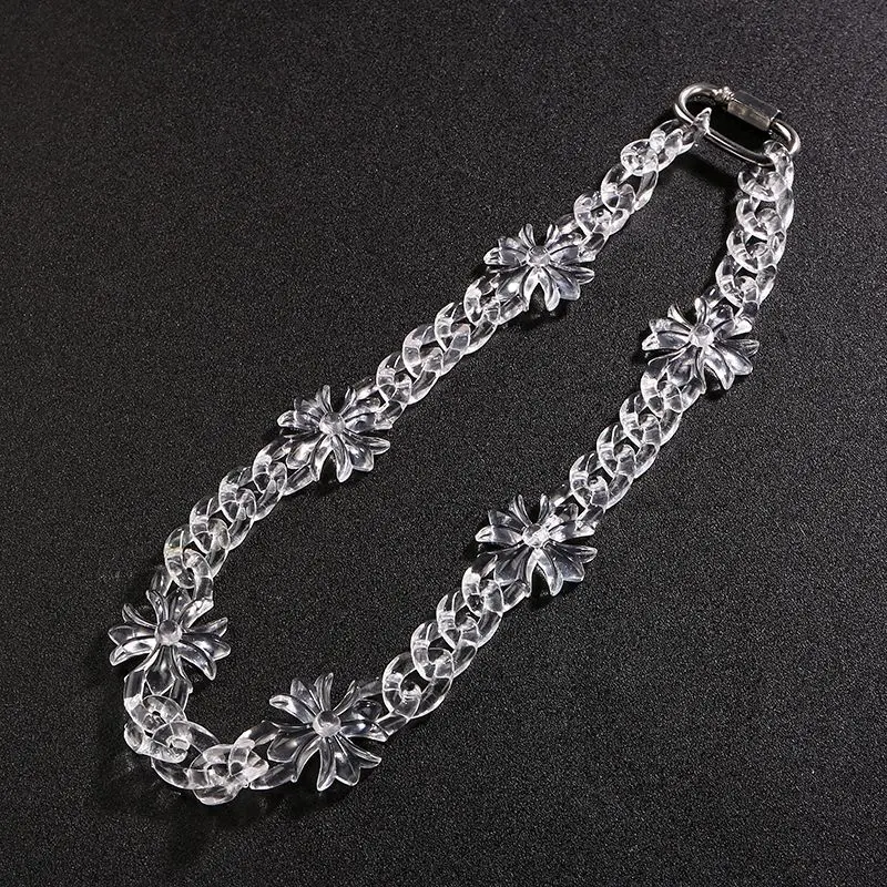 Big Clear Acrylic Jesus Piece Pendant Necklace for Women Men New Statement Spike Chain Necklace Rock Party Jewelry Hiphop Gifts