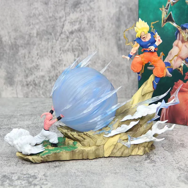 Dragon Ball Z Anime Figure, Son Goku Vs Buu, Battle Goku Figure, Gk Figurine Model, PVC Statue, Collecemballages Decoration Toys, 22cm