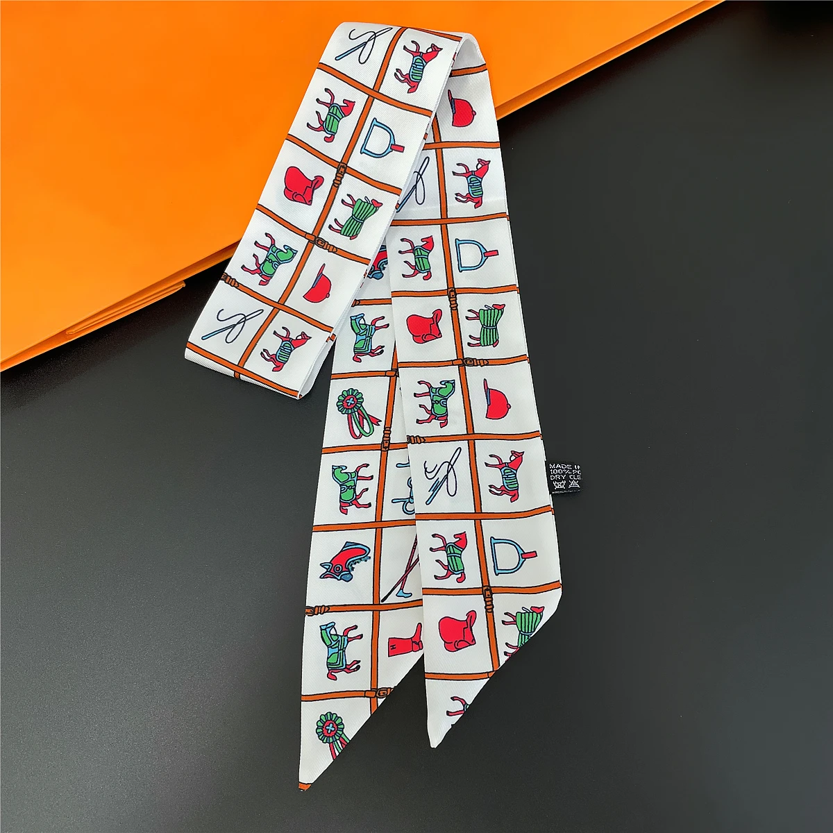 2026 Markendesign Zebra-Muster auf Blumen Damen-Schal Luxuriöser Seidenschal Modisches Haarband Foulard Schmaler Taschenschal Halstuch