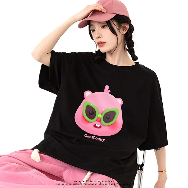 

MINISO Loopy аниме футболка для женщин и мужчин футболка повседневная футболка с коротким рукавом свободная одежда подарок с коротким рукавом летний топ