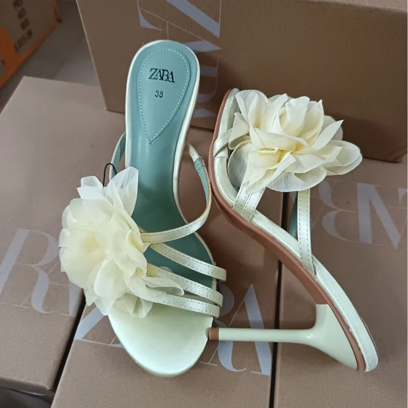 

Designer Flower Decoration Women's Sandals Comfort Stiletto Women's Pumps and Heels Elegant Banquet Woman Shoes Sandalias Mujer