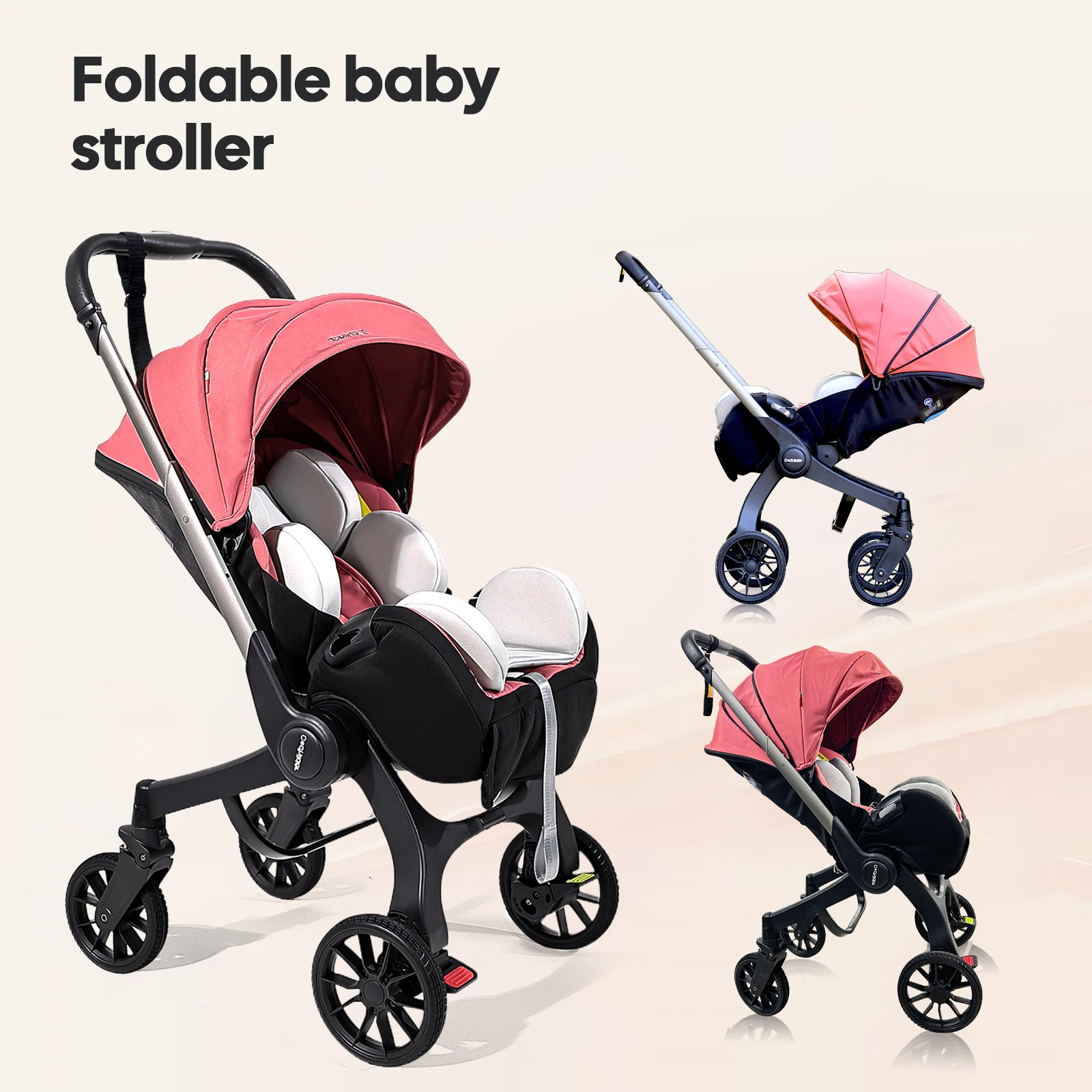 

Newborn travel car, lightweight and foldable, adjustable handle, can be pushed in both directions, Portable baby strolle
