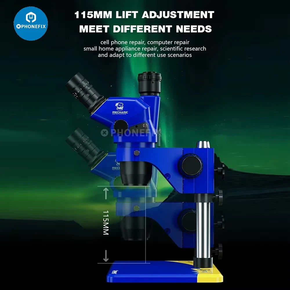 Mechanic Super X-B11 6.7x-45x Simul-Focal Trinocular Stereo Zoom Microscope for Microscopic Inspection Picturing Video Recording