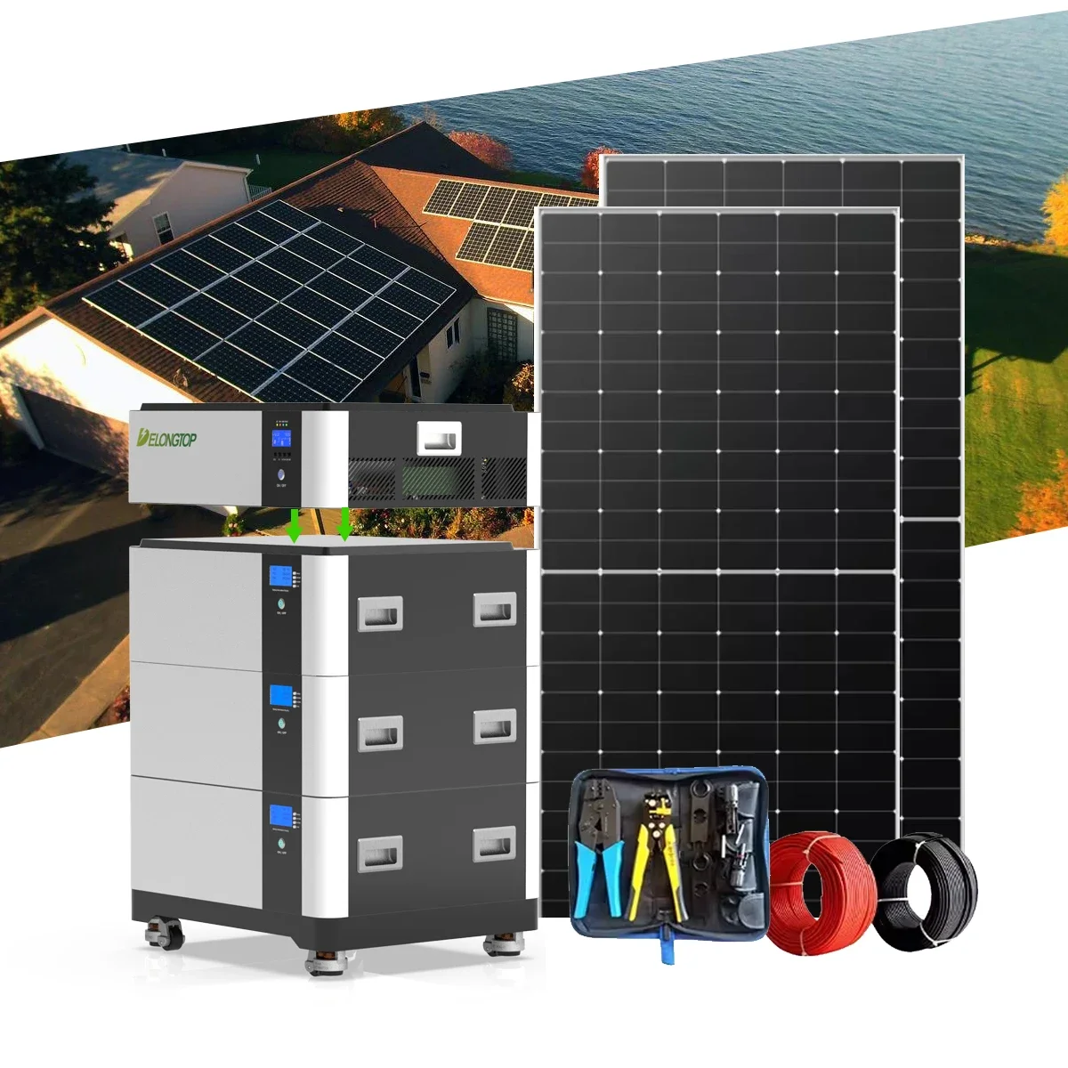 EU Stock All In One 10KW Inverter 15KWH LiFePO4 Battery 48V 51.2V 300Ah Lithium Ion Battery Pack Stackable 15KWH 30KWH 45KWH