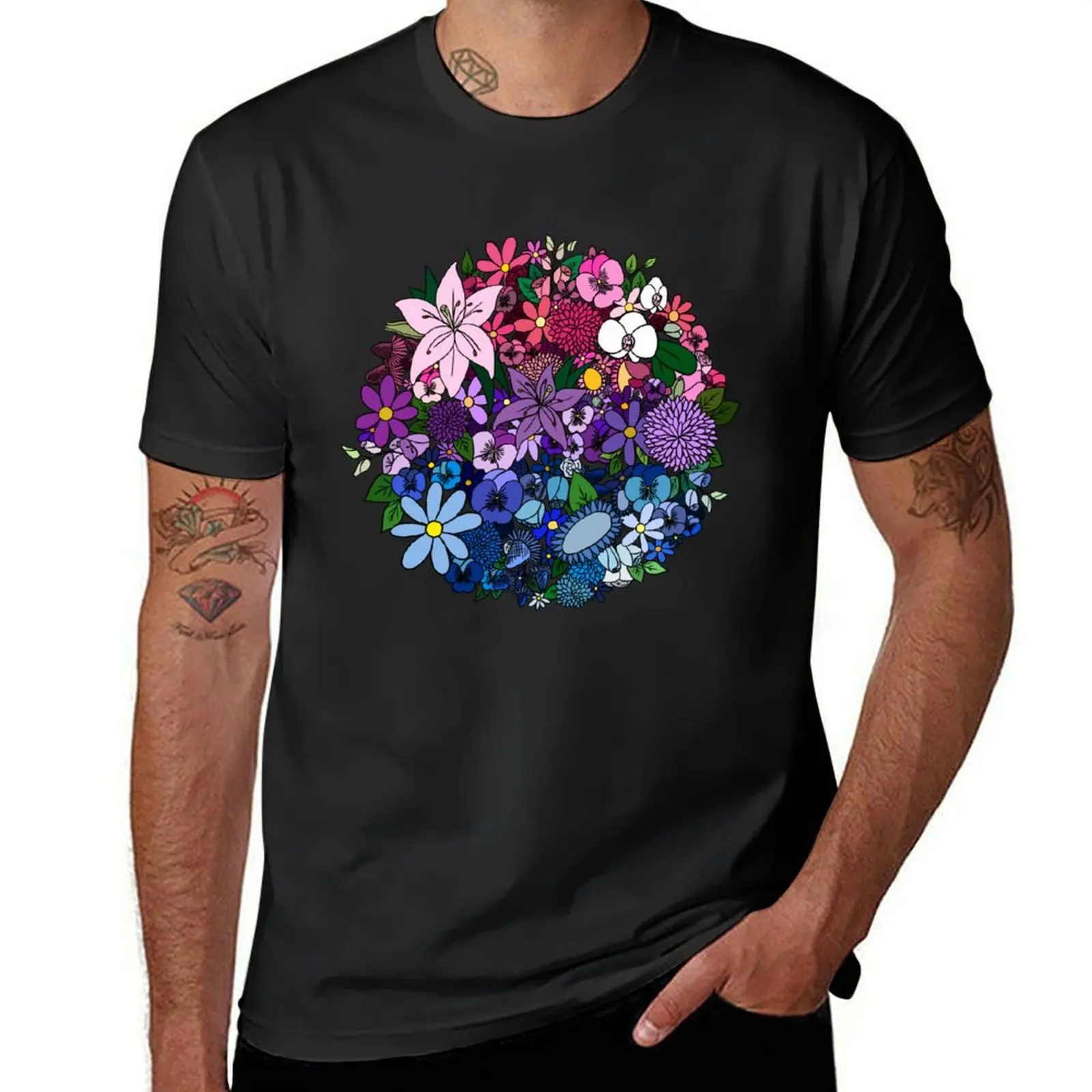 Bi Pride Flowers T-Shirt aesthetic clothes customs design your own summer tops men clothings