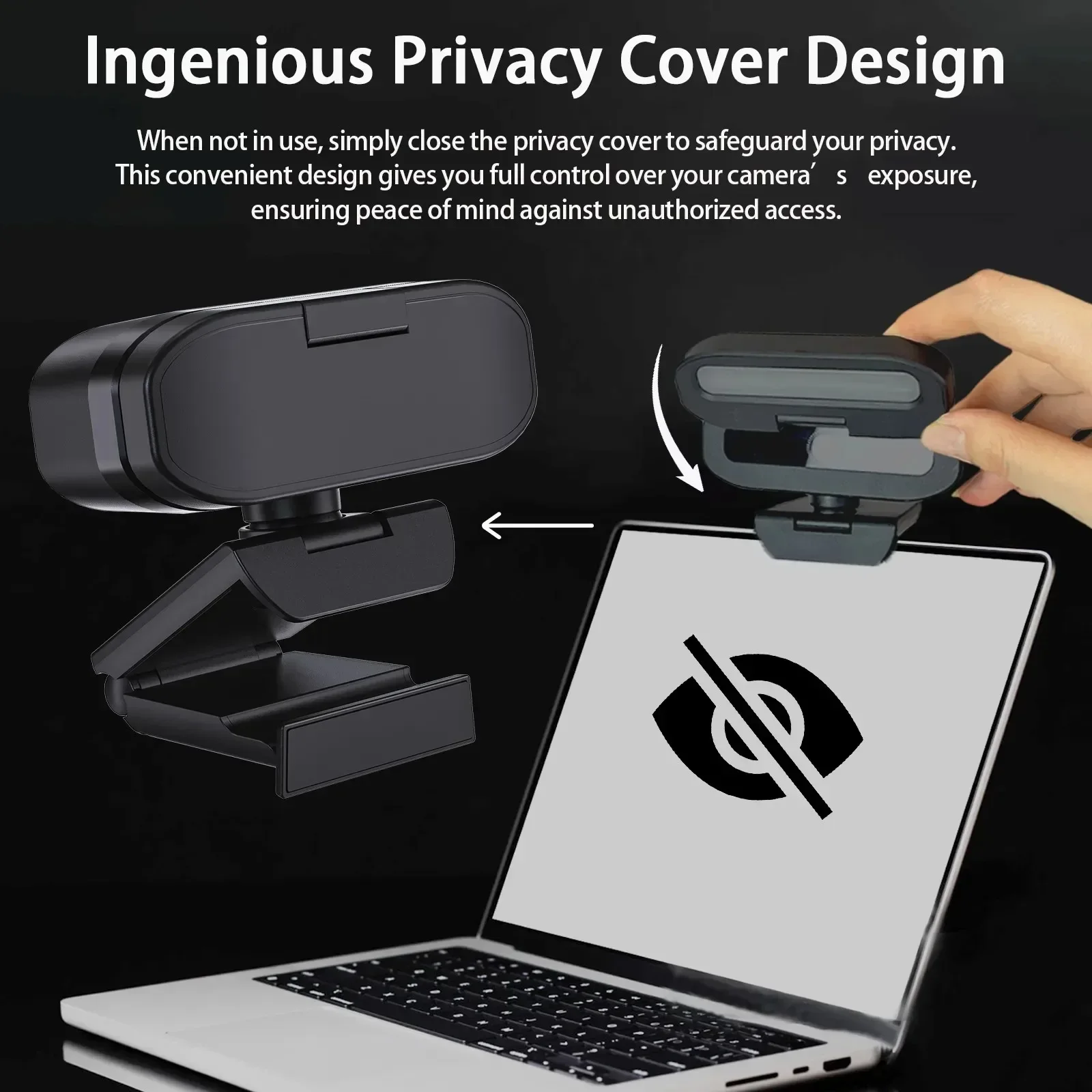 Lampu Isi LED Webcam HD 4K Penuh untuk Webcast Langsung Kamera Gamer Pertemuan Penutup Privasi USB 3.0 Steker Kompatibel Fokus Otomatis Kerja