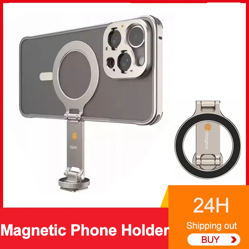 Fotorgear Newest Magnetic Phone Holder Stand with Cold Shoe Mount Foldable Holder For iPhone Xiaomi Galaxy Huawei  Phones