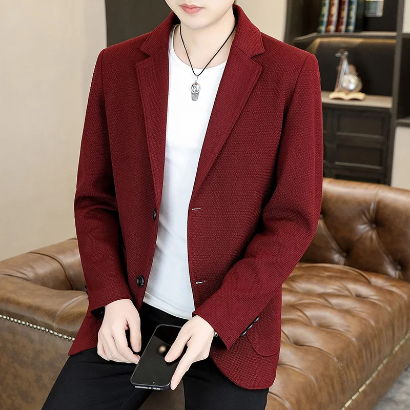 

M-4XL Autumn Suit Jacket Men Slim Fit Casual Business Blazers Single Breasted Men‘s Office Social Dress Coats Male Clothing