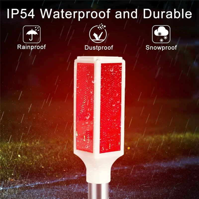 ABFI Warning Flash Light With 2 Lighting Modes, 4Pcs Solar Lights Outdoor,Waterproof Driveway Markers Reflective
