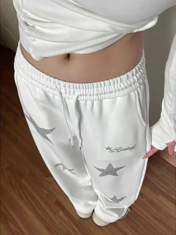 Hip-Hop-Sweatpants mit Stern-Strass-Design, Baggy-Stil, weites Bein, lässige Baumwollhose, Y2K-Sporthose, Streetwear für Herren – Detail 4