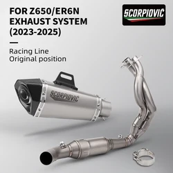 For ER6N ER6F Versys 650 Z650 Ninja 650 Moto Exhaust Escape Full System Carbon Fiber Muffler DB Killer Front Mid Link Pipe