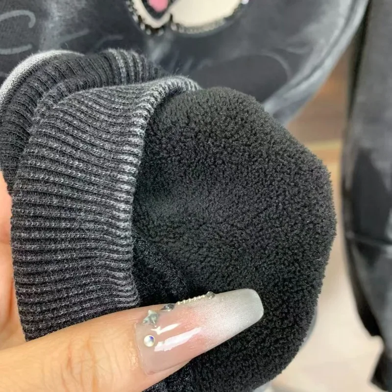 تنوعا الحريم السراويل شتاء جديد Y2k Kawaii الصوف مبطن الجينز الصناعة الثقيلة غسل الكرتون فضفاض التخسيس بنطال رياضي غير رسمي #5