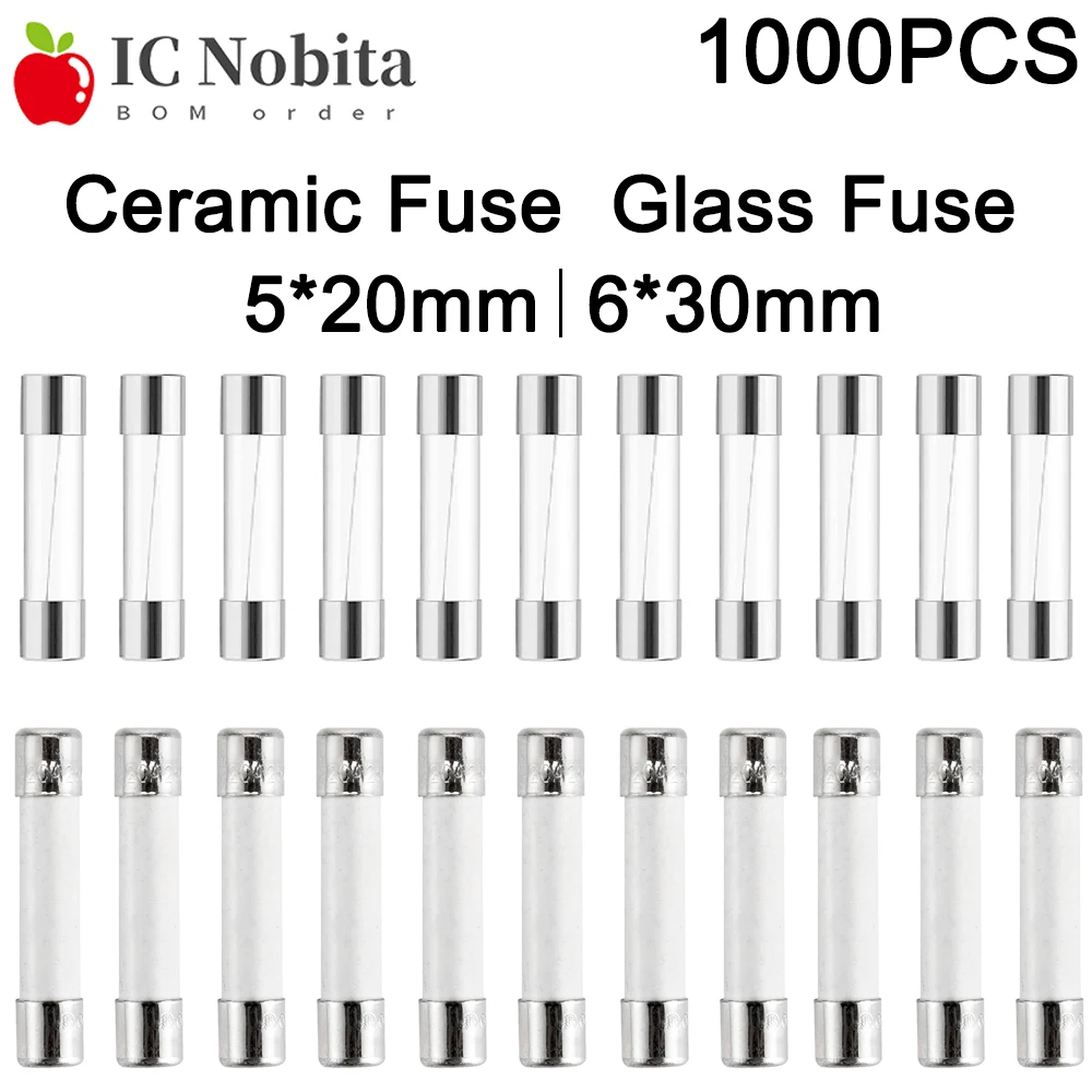 1000PCS Ceramic Fuse 5*20mm 6*30mm Glass Fuse 250V 0.1A 0.2A 0.5A 1A 1.5A 2A 3A 3.15A 5A 6A 6.3A 7A 8A 10A 12A 15A 25A 30A Fuses