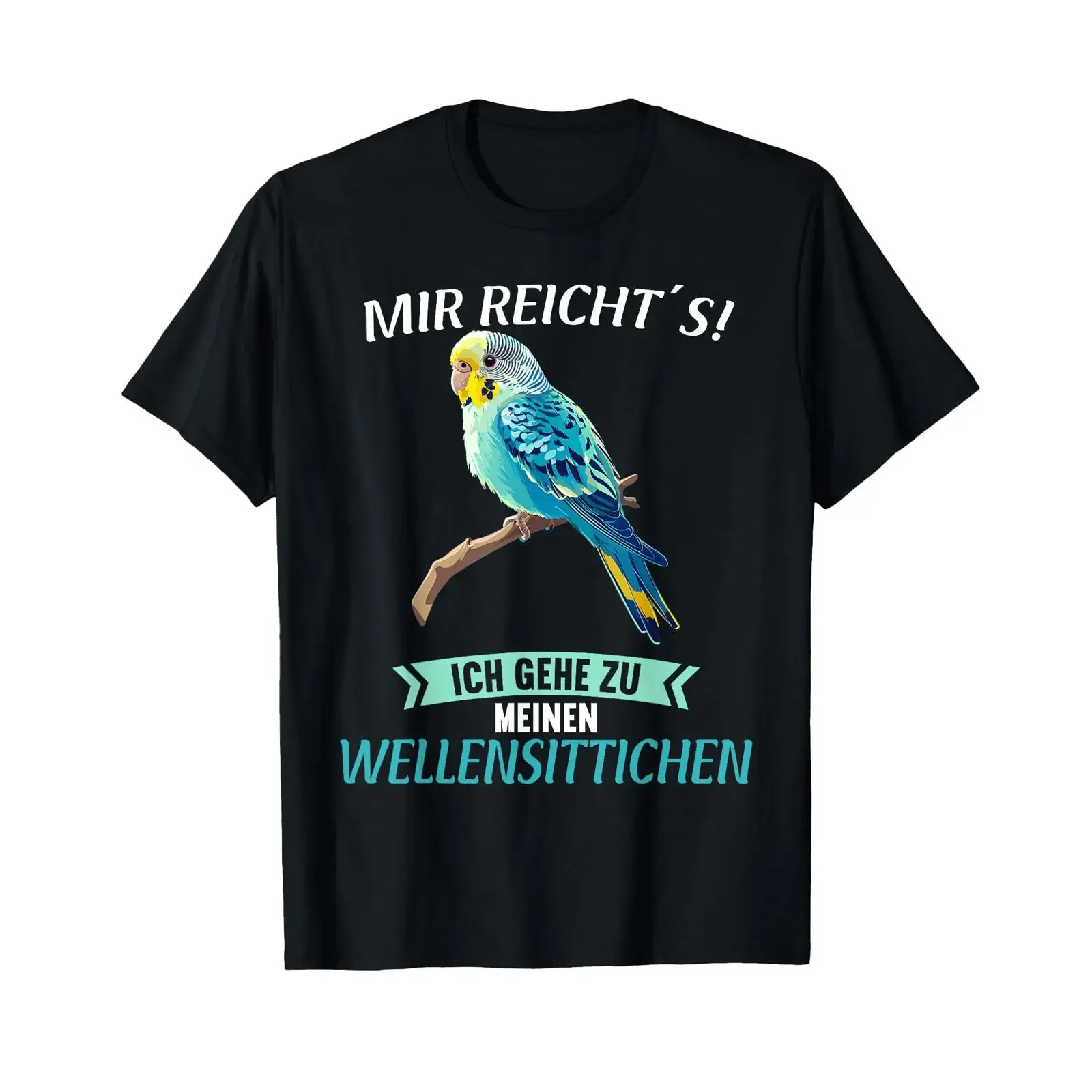 Budgie T-Shirt im Vintage-Stil, gewaschen, Unisex-Designerkleidung, leicht atmungsaktiv, bequemes Oberteil für den Alltag, stilvoll, lässig