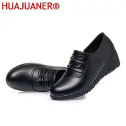New Arrival Mom Wedges Platform Shoes for Women 2026 Black Leather Sneaker Woman Nurse Shoes Summer Flats
