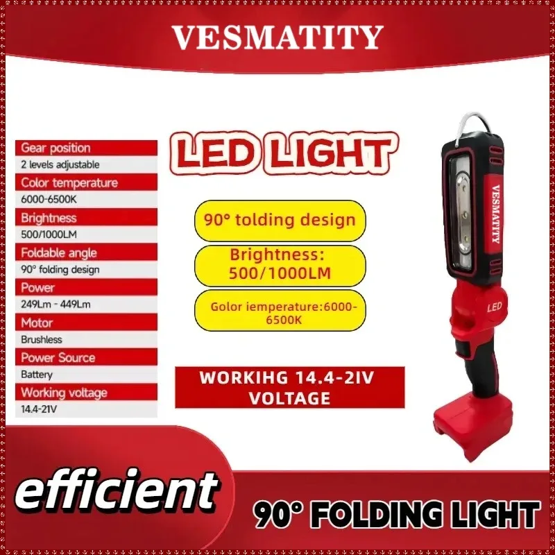 2026 super bright 90 degree swivel clip work light LED flood light for outdoor camping fit for Milwaukee battery