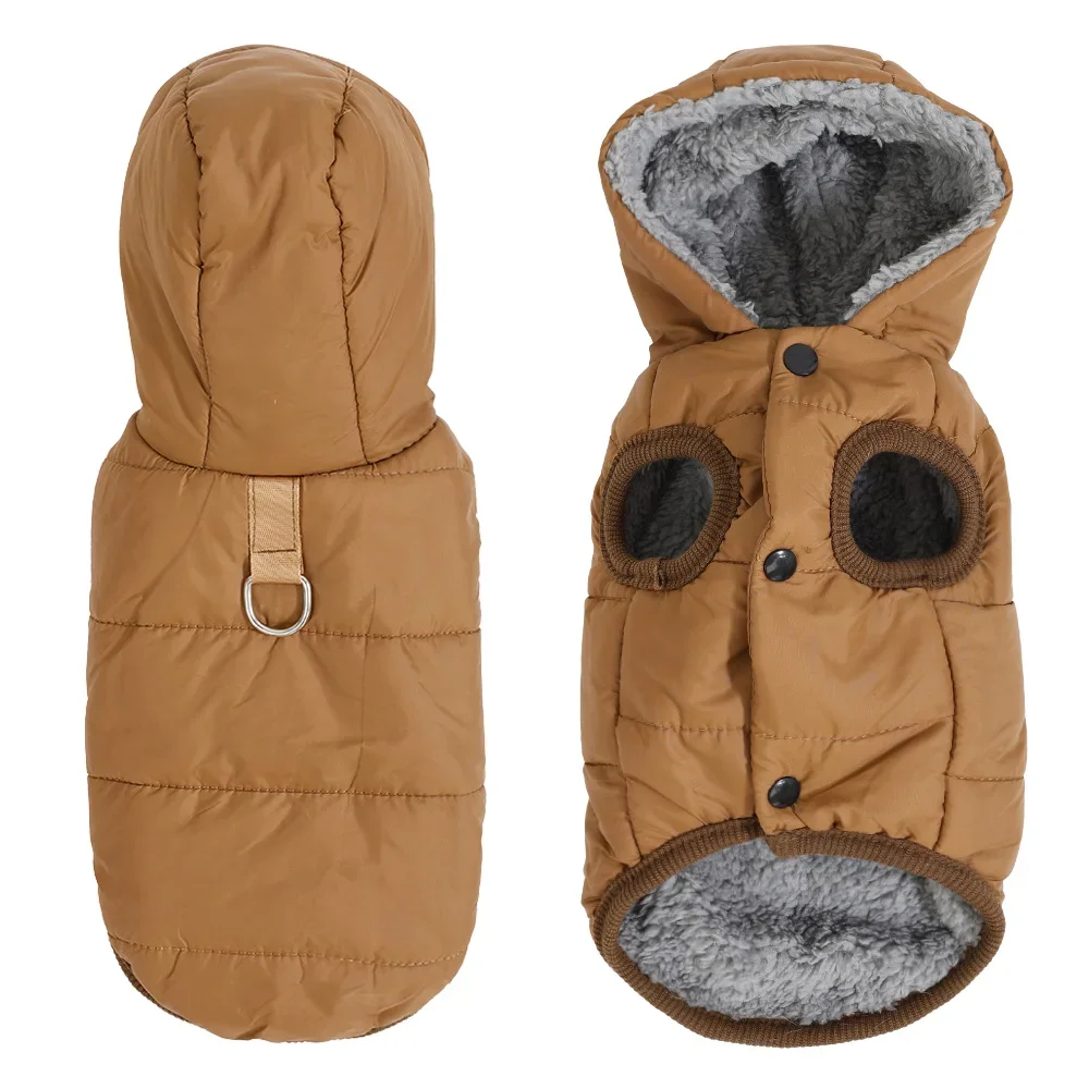 Camping Hiking Jacket For Small Medium Dogs Cats Winter Outdoor Puppy Coat Waterproof Hooded Clothes with D-ring Bulldog Outfits