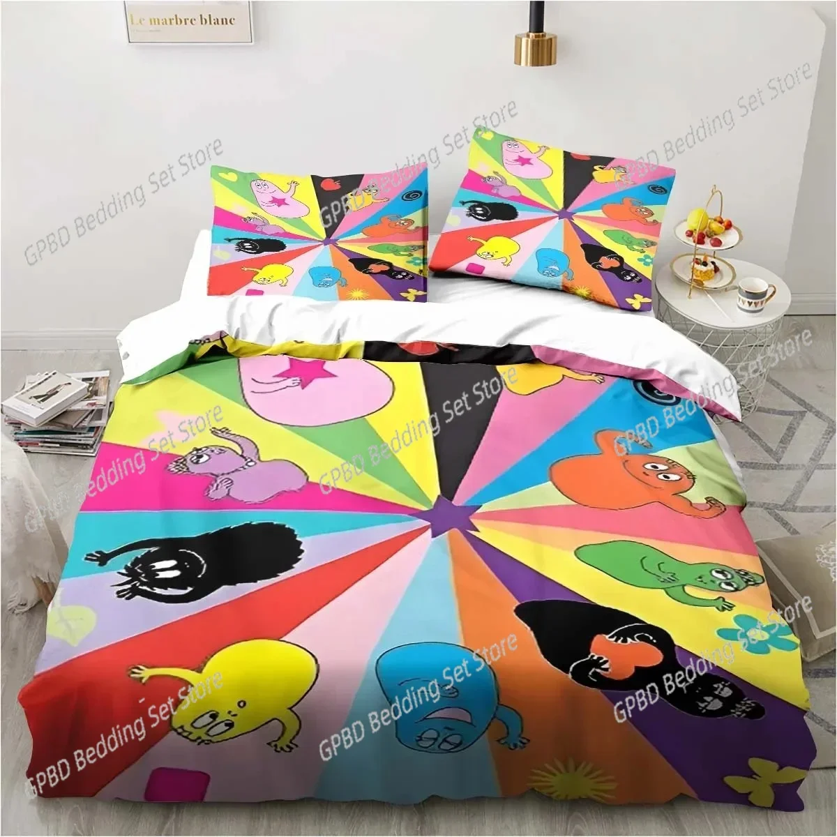 Cute Cartoon Les Barbapapa Bedding Set Duvet Cover Adult Kids Bedroom Single Double King Size Bed Duvet Cover Pillow Case
