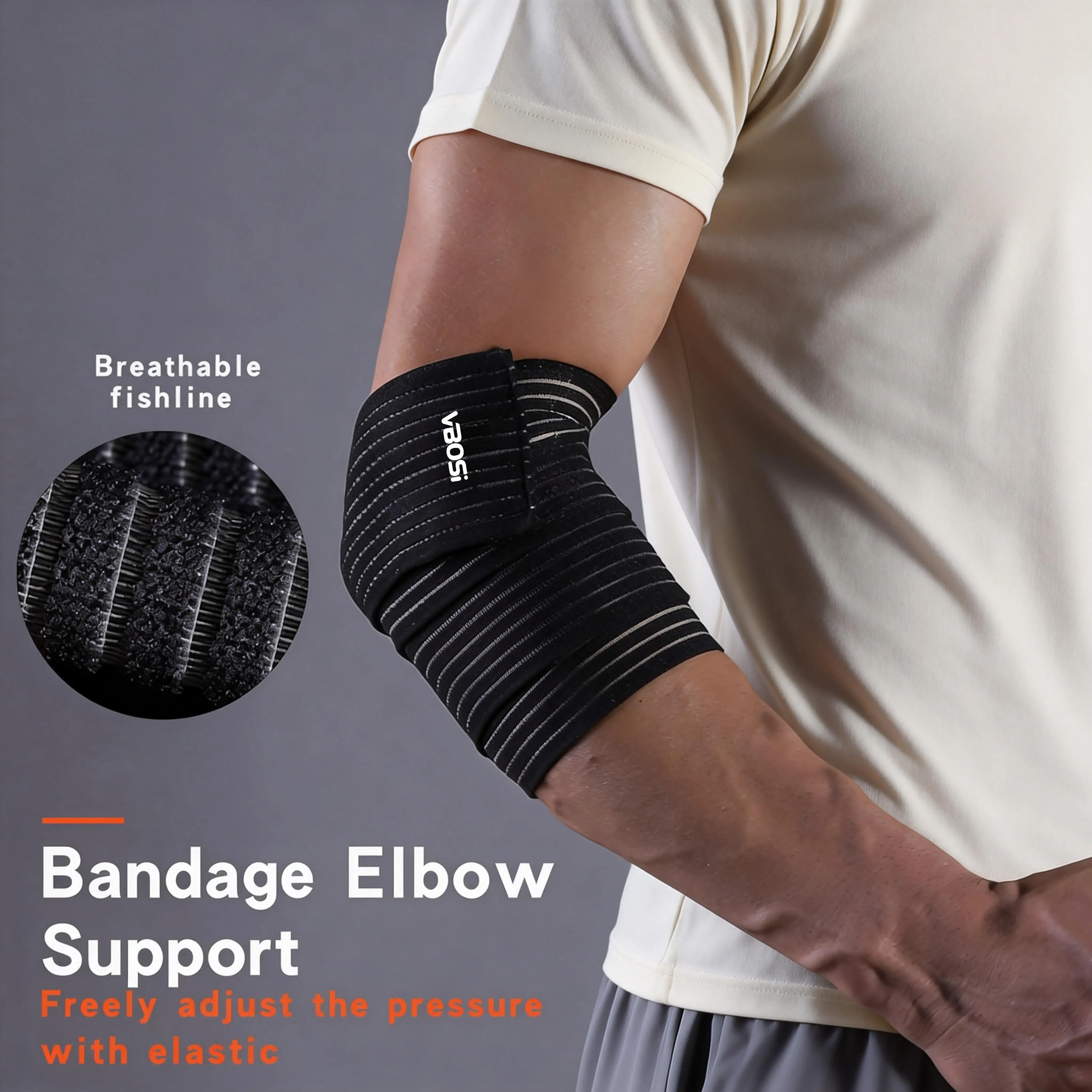 VBOSi 1 Stück Verstellbares Elastisches Ellbogenband für Sport und Fitness – Detail 4