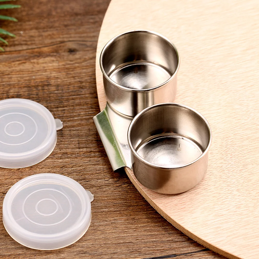 

2Pcs Premium Stainless Steel and Plastic Paint Mixed Pot for Home Schools Artists Oil Color Mixing Pen Cleaning Container with
