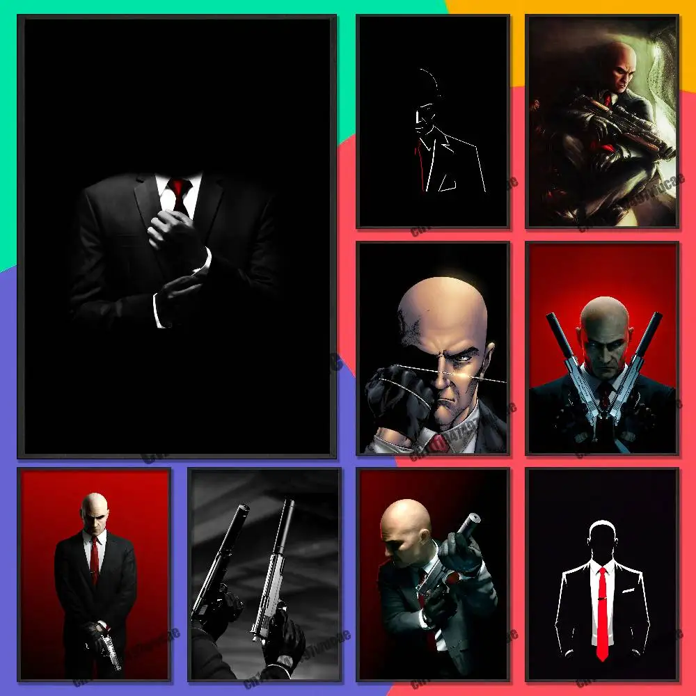 For Agent 47 Hitman Poster Cover Wall Murals Home Custom Self-adhesive Decoration Sticker Playbill Film